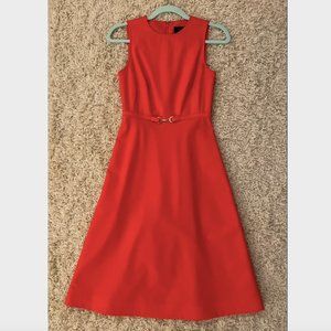 Scarlet red-orange midi J. Crew A-line dress, size 00P, "Tollegno 1900" Wool